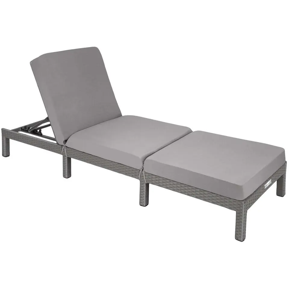 tectake Wicker ligbed Sofia, Grijs