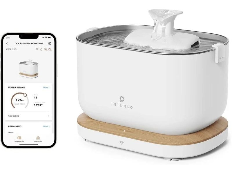 Petlibro Dockstream intelligenter Katzenbrunnen Weiss Intelligenter Trinkbrunnen mit App-Steuerung für Haustiere