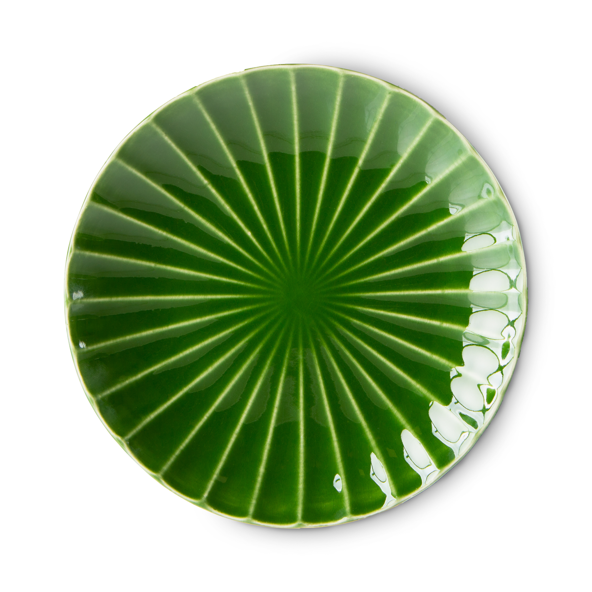 Ontbijtbord Emeralds ribbed groen - set van 2