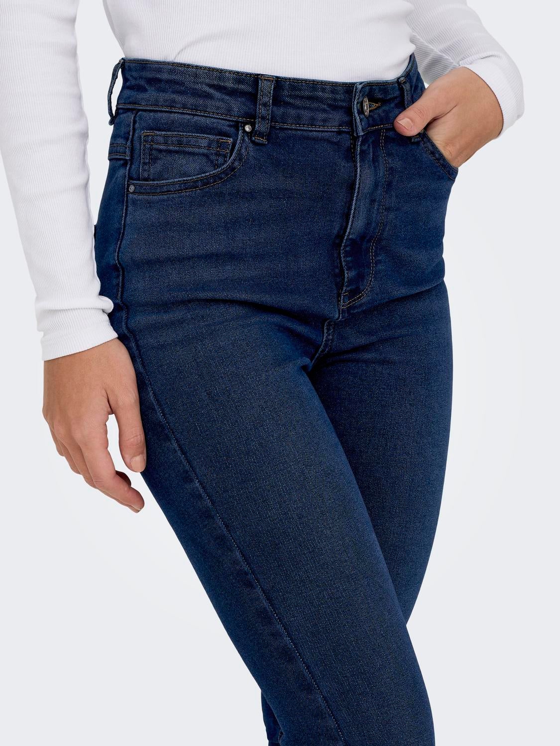 ONLLUNA Hohe Taille Skinny Fit Jeans Dark Medium Blue Denim