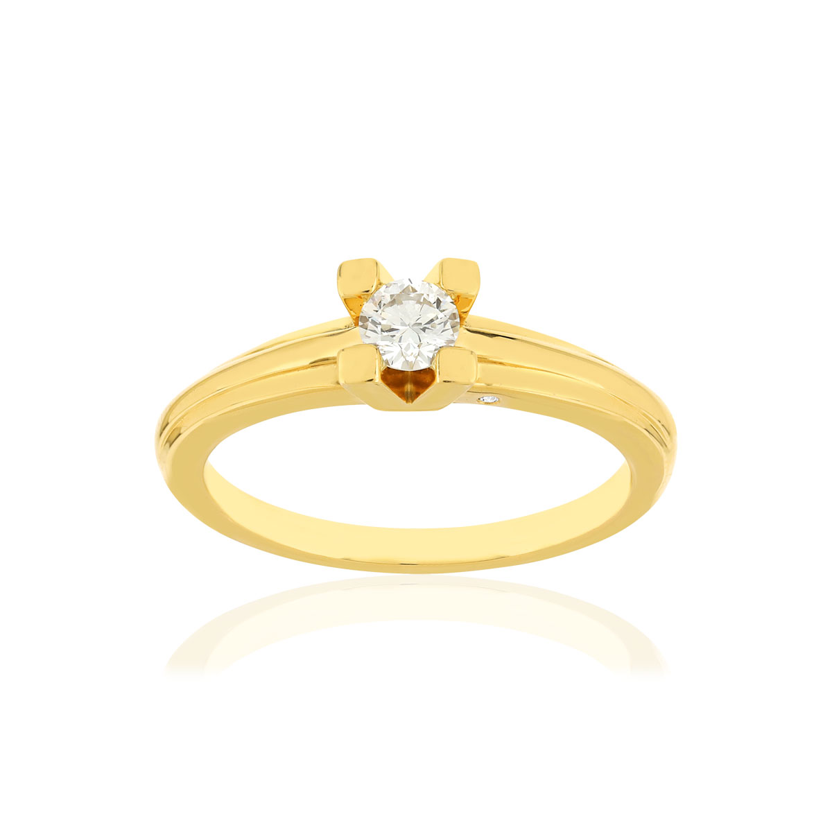Solitaire VAN BRILL or jaune 750, diamants.
