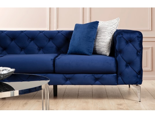 CONCEPT1 - Canapé tissu Como 2 places bleu marine 197 x 90 x h70