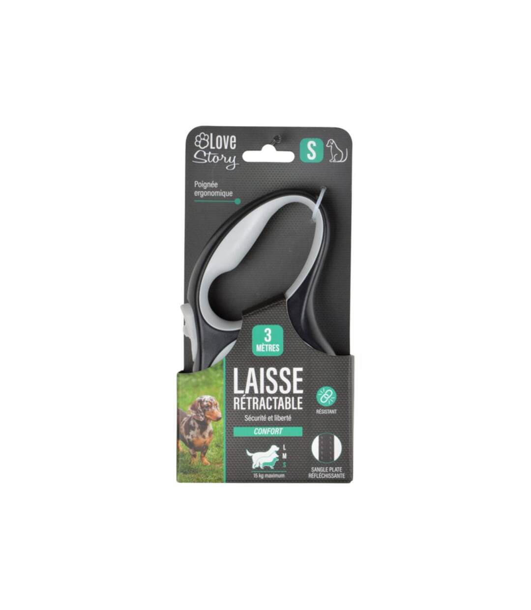 Paris Prix - Laisse Rétractable Chien résistante 16cm Blanc