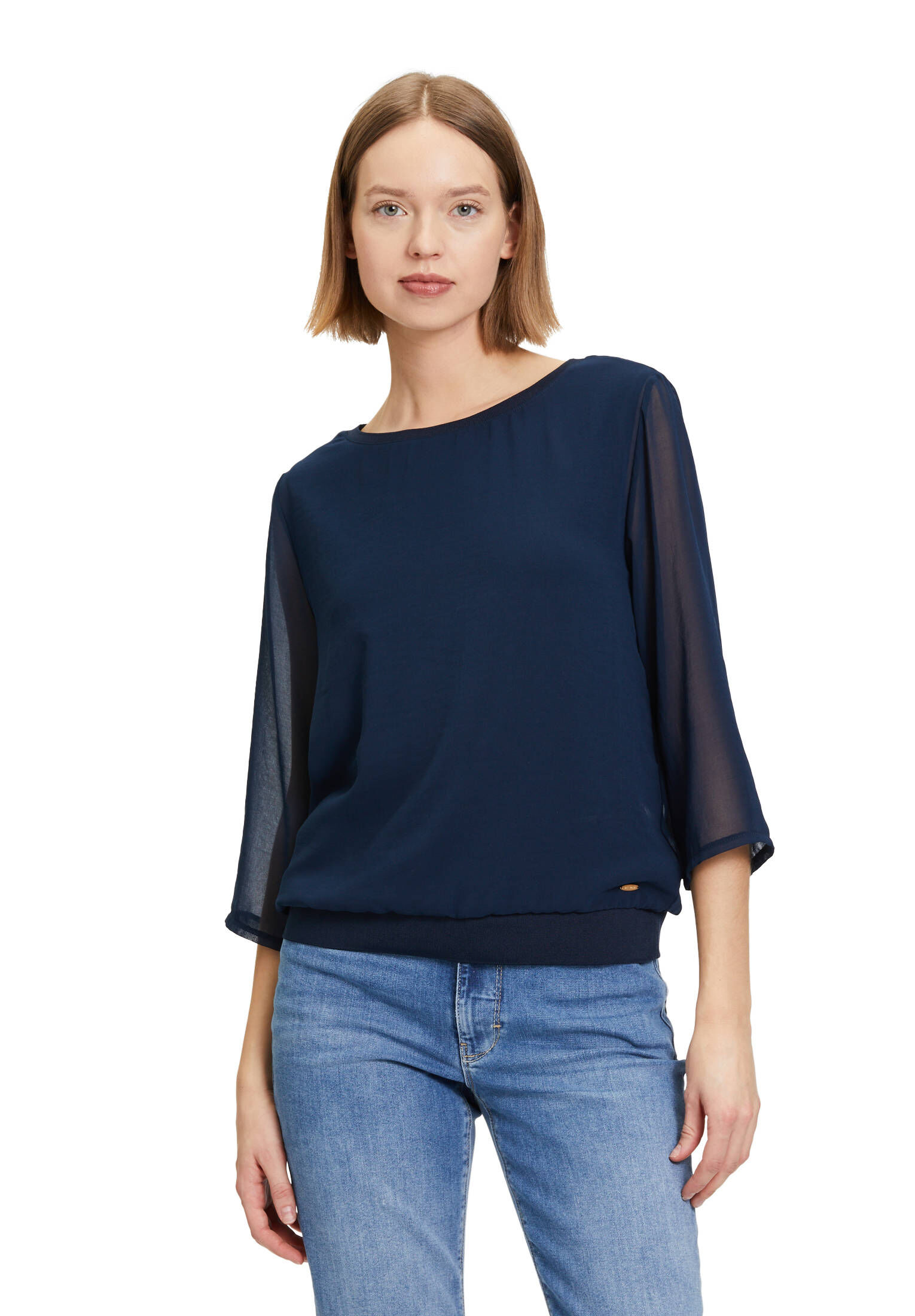 Betty & Co| Damen Blusenshirt mit Webbesatz