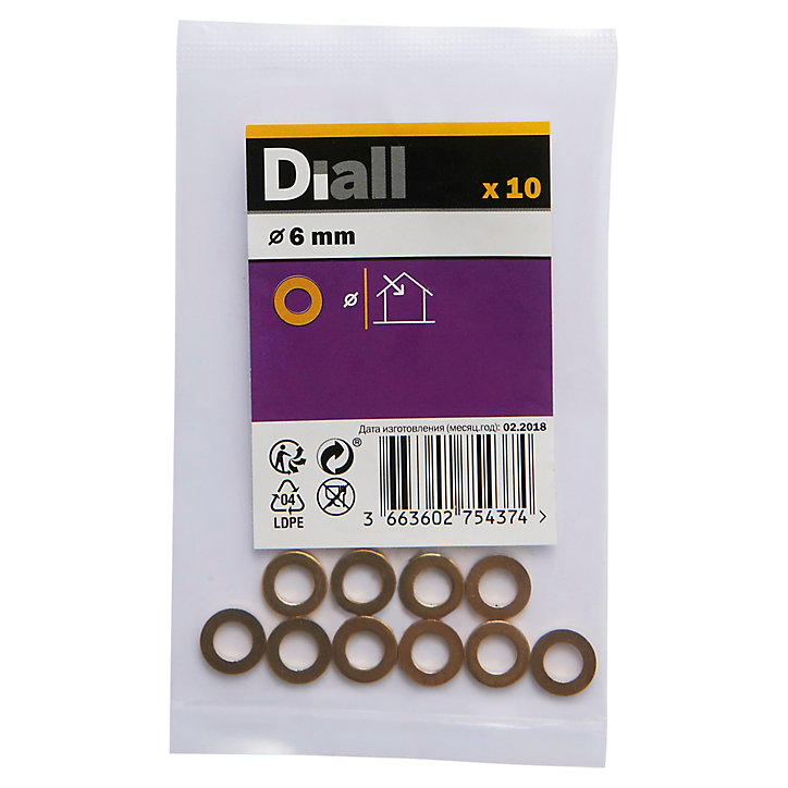 Rondelles plates étroites en laiton ø 6mm - 10 pièces