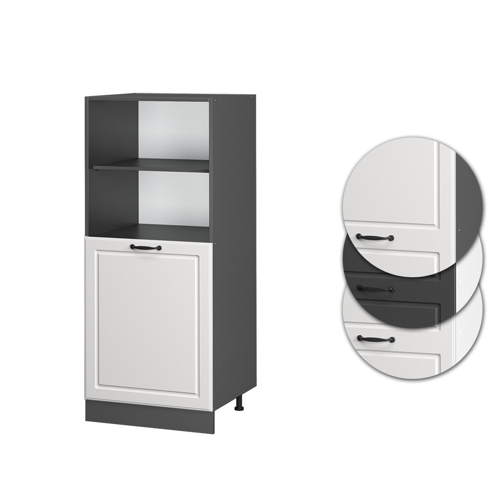 Vicco Backofenumbauschrank Küchenschrank Küchenzeile R-Line Landhaus 60 cm Anthrazit Weiß kleine Tür