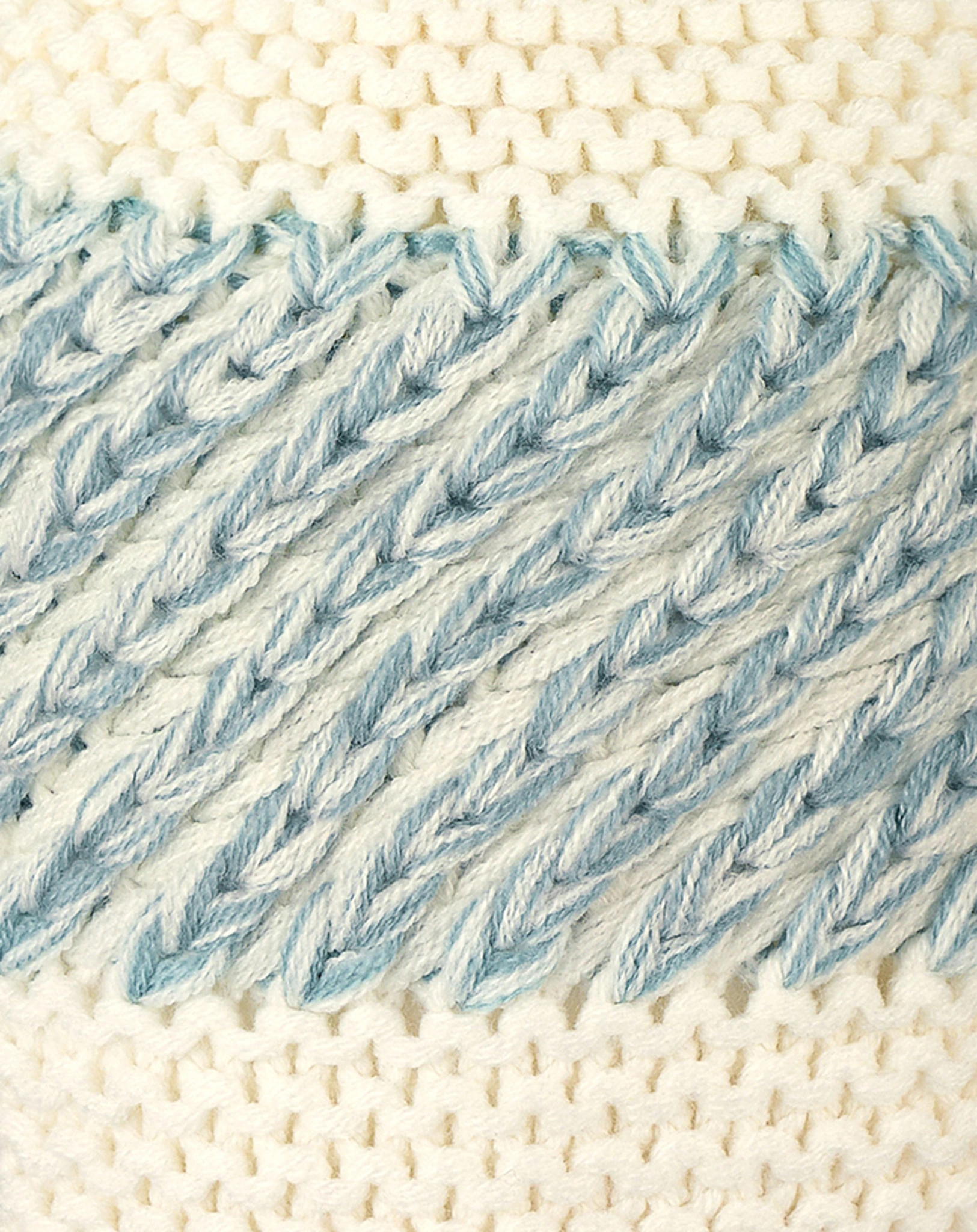 Strickmütze POMPON PATTERN gefüttert in ecru