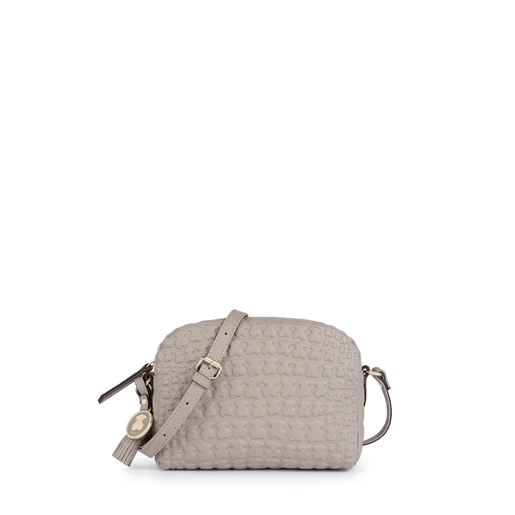 Bolsa de ombro Sherton em couro na cor taupe.
