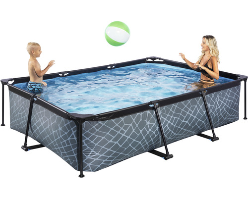 EXIT StonePool rechthoekige opzetzwembadset 300x200x65 cm inclusief patroonfiltersysteem, steenlook