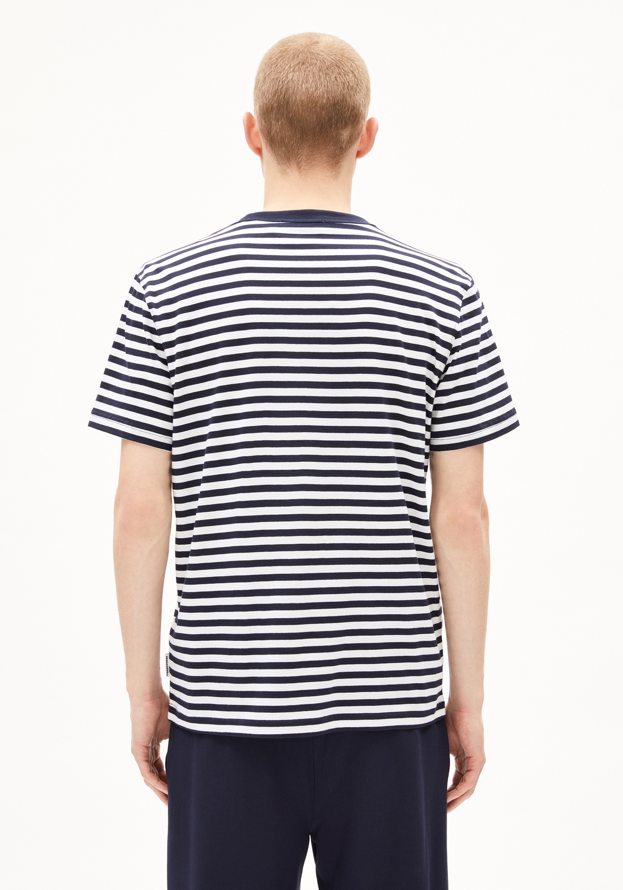 Armedangels T-Shirt Maarkos Pocket Stripes Night Sky-Broken White