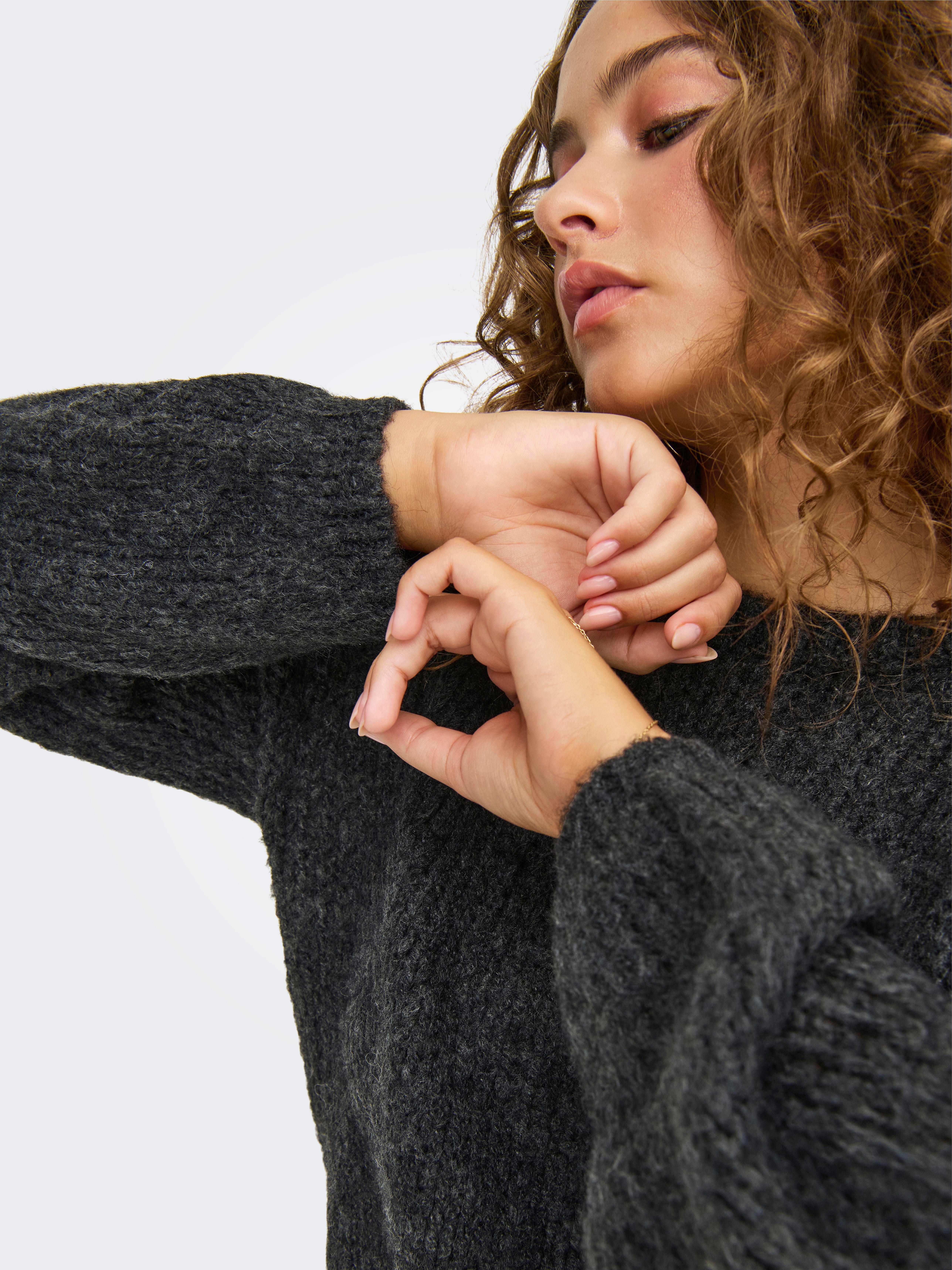 ONLJACKIE Strickpullover Dark Grey Melange