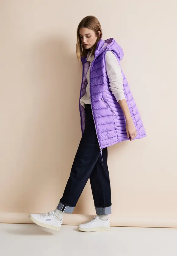 Kapuzen Longweste - shiny lilac