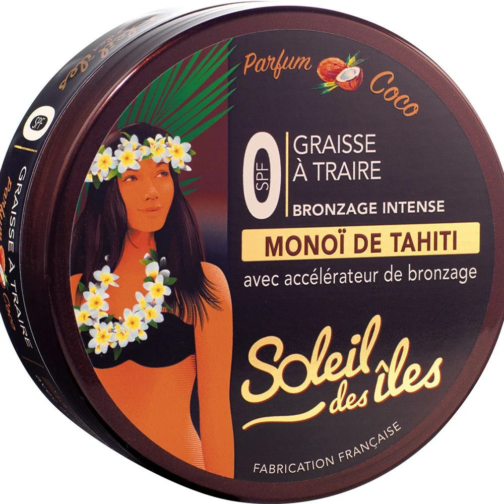 Graisse à traire bronzage intense Monoï de Tahiti parfum des îles SPF0