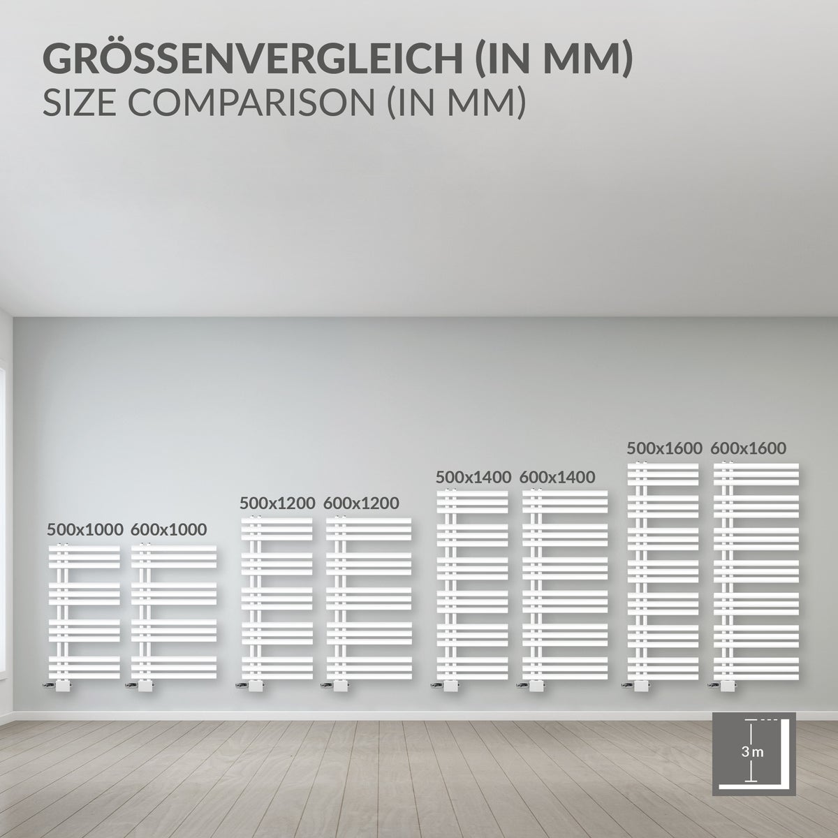 ECD Germany Iron EM Design Badkamerradiator - 500 x 1600 mm - Wit - Designradiator Paneelradiator Handdoekwarmer Handdoekdroger Verwarmingsradiator