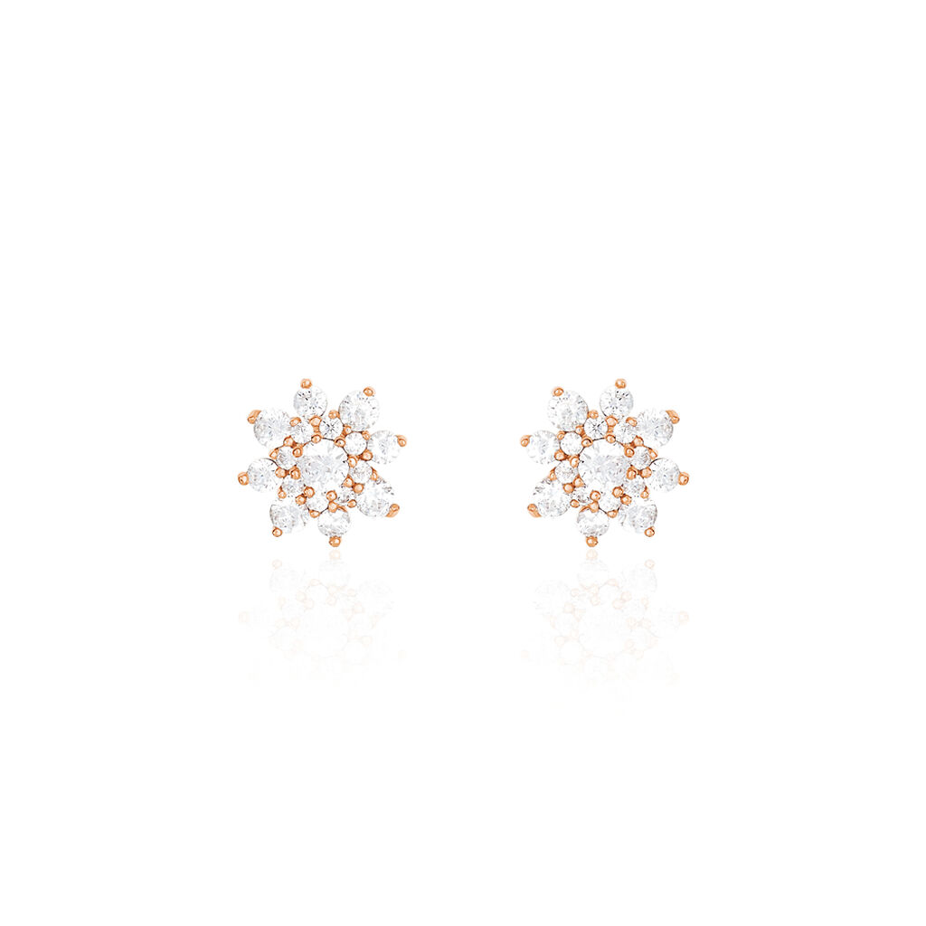 Boucles D'oreilles Puces Lorraine Argent Rose Oxyde De Zirconium