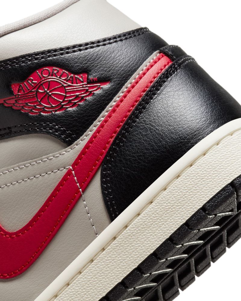 Chaussures Nike Air Jordan 1 Mid Noir/Gris/Rouge pour femme