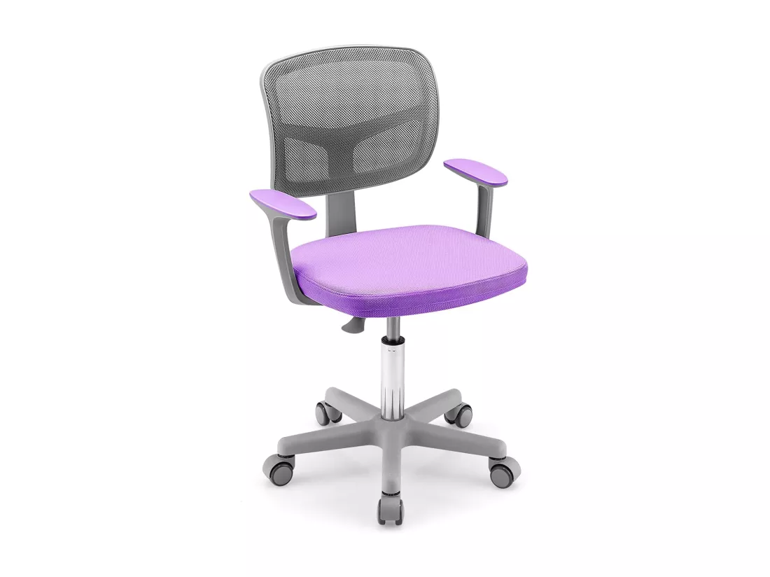 Chaise de Bureau Pivotante Enfants avec Hauteur Réglable 80-91,5cm, Siège à roulettes Enfants avec Dossier & Accoudoirs Ergonomique, Coussin Amovible, Verrouillage Automatique, 3-10 Ans