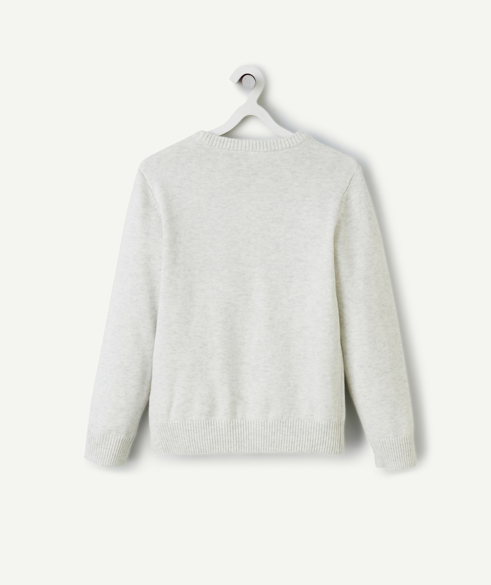 PULL MANCHES LONGUES GARÇON GRIS CHINÉ