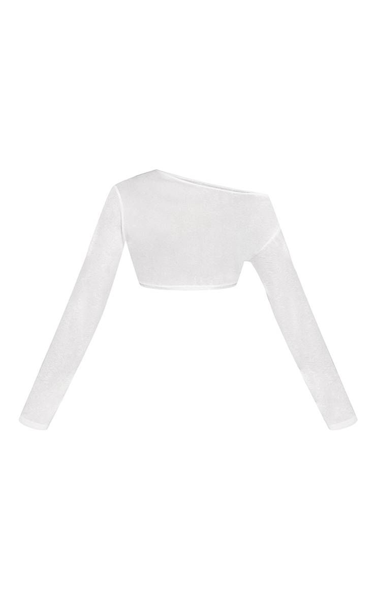 Crème Haut Asymétrique Ample En Mesh Burnout Blanc