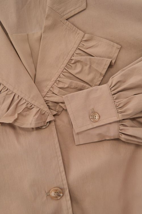 Bruine korte blazer met ruffles