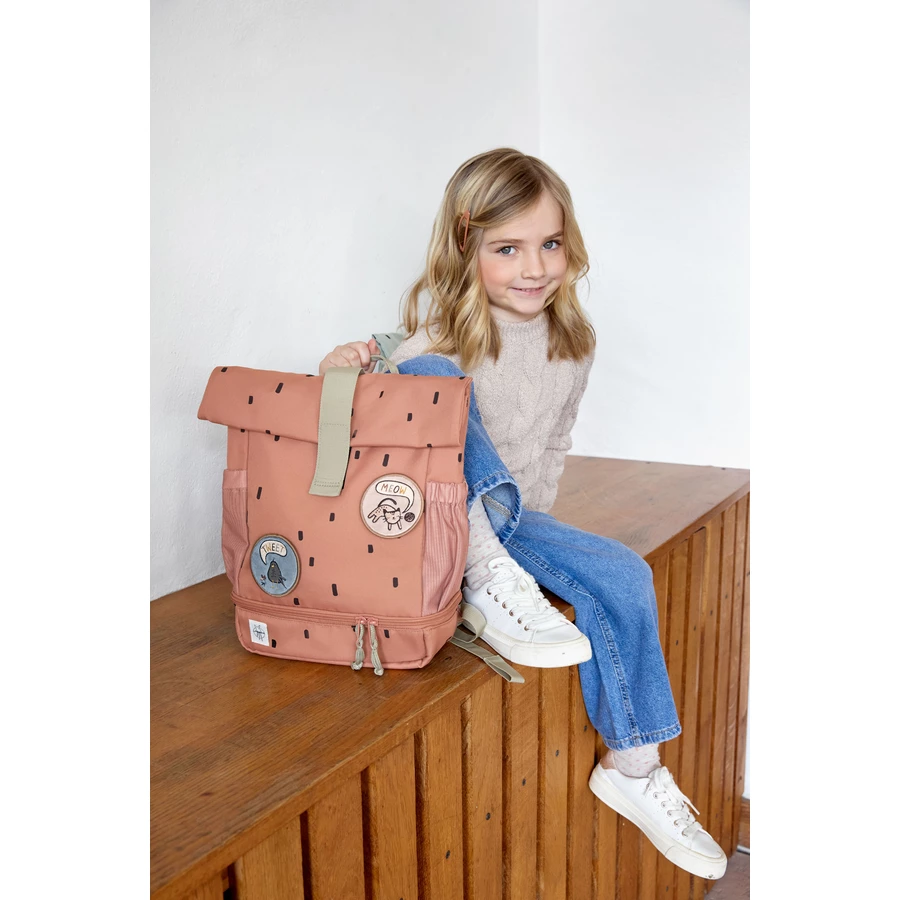 LÄSSIG Mini Rolltop Backpack Happy Prints caramel
