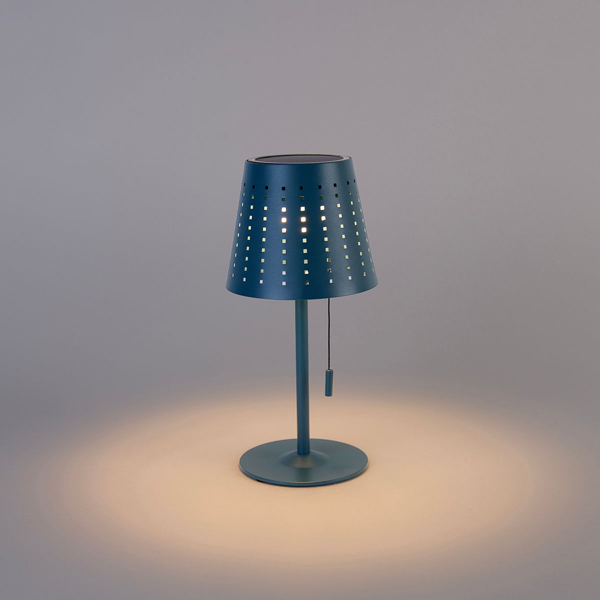 Buiten tafellamp blauw incl. LED 3-staps dimbaar oplaadbaar en solar - Ferre