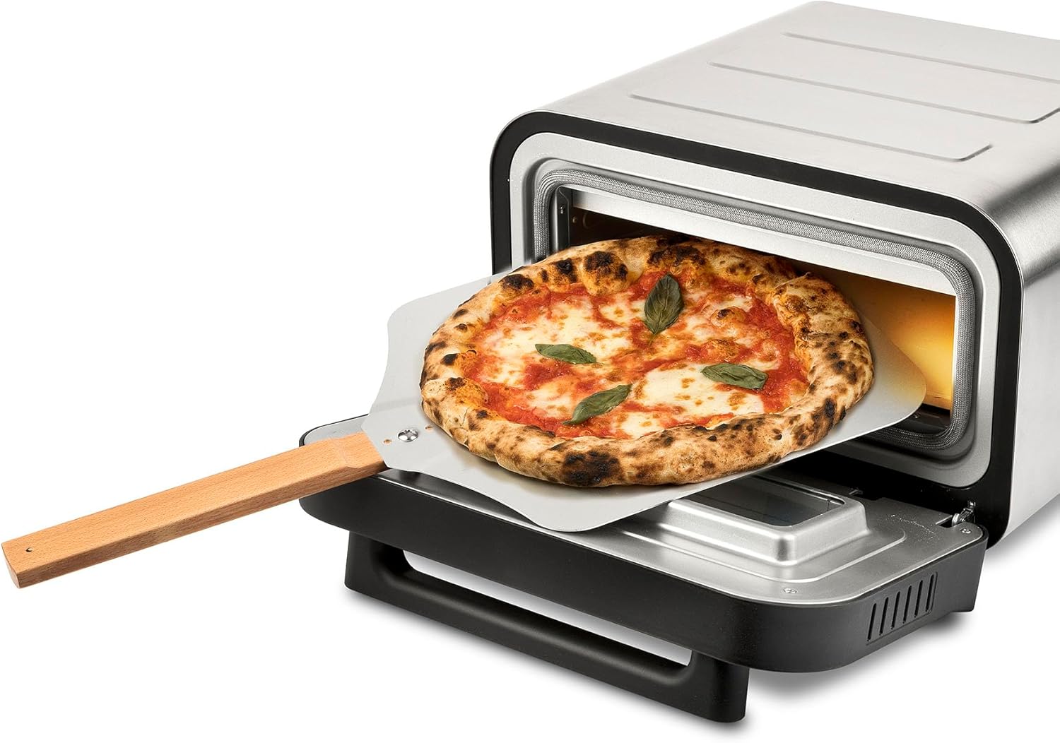 G3 Ferrari G10204 Pizza Pro 2 Minuten, 1700 W, Erreicht bis zu 450 °C, kalte Wände, Kochen in 2 Minuten, digitales Display mit 6 Programmen, Schamottstein, Zubehör und Rezeptbuch im Lieferumfang