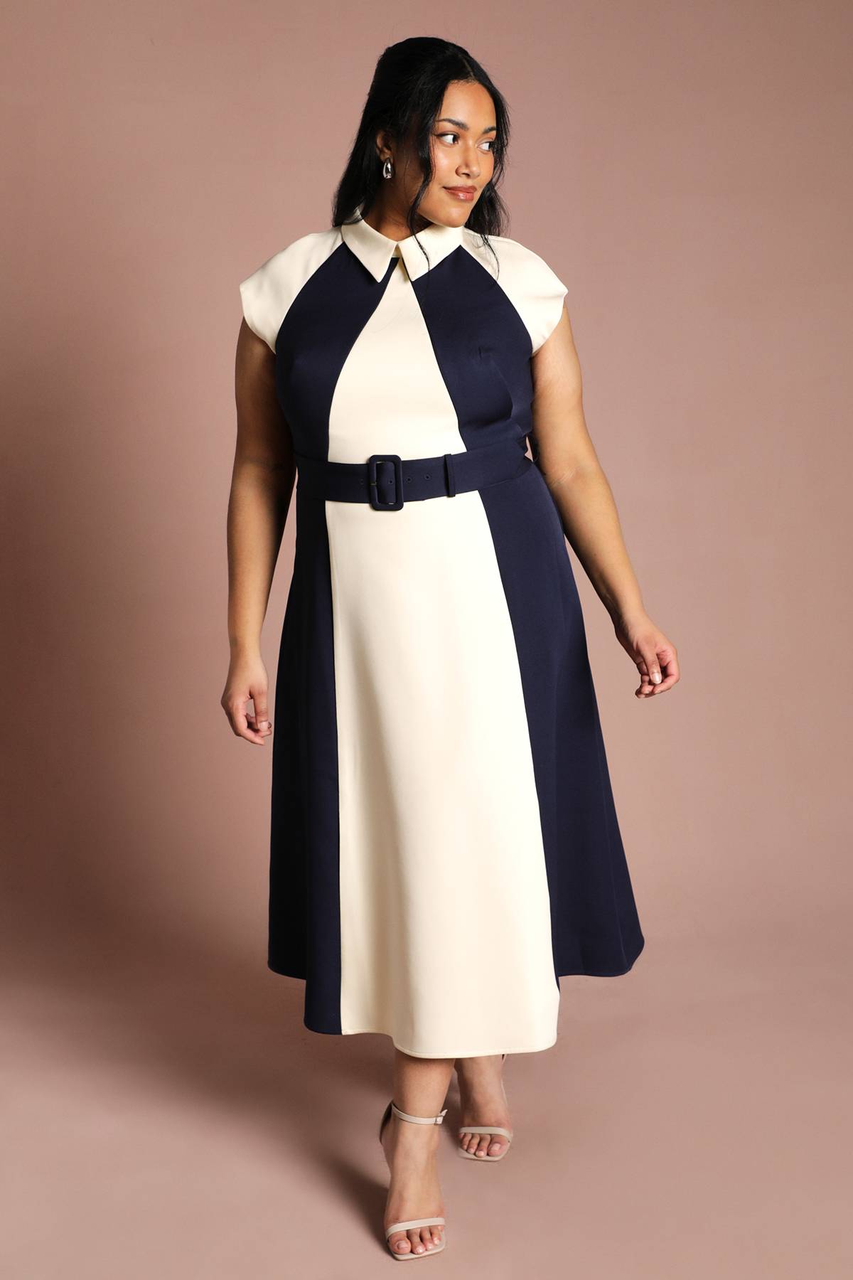 Coast Robe Midi Grande Taille À Panneaux Color Block