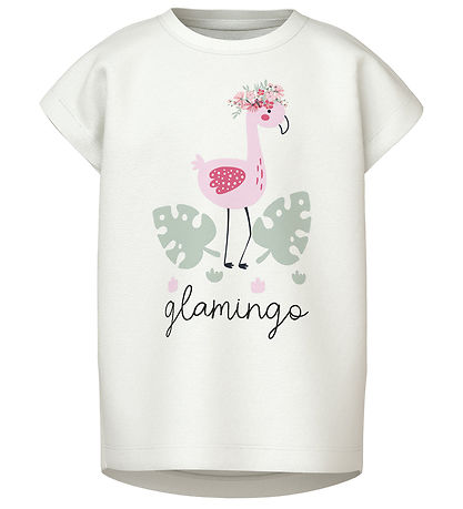 Name It T-shirt - NmfVigea - Bright White/Flamingo