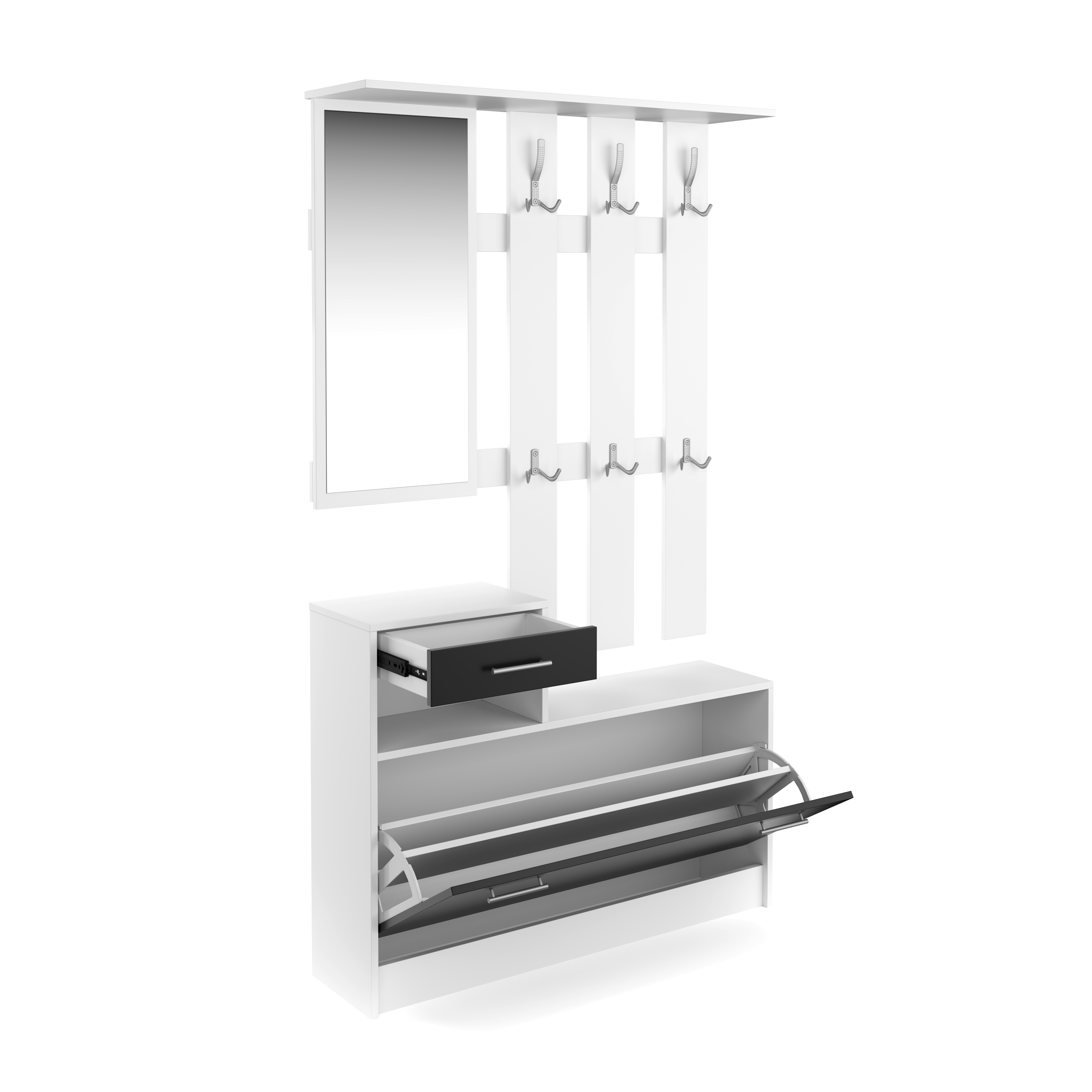 Garderobe Set EVEREST 2-teilig weiss/schwarz