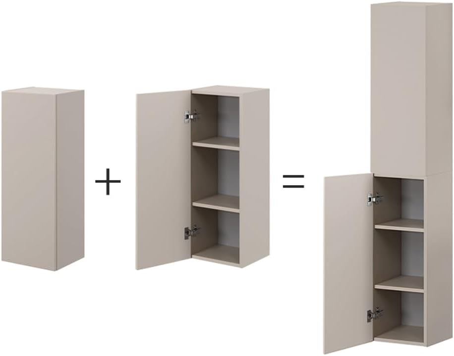 Lomadox Badezimmer Hochschrank in Kaschmir matt (2X Hängeschrank)