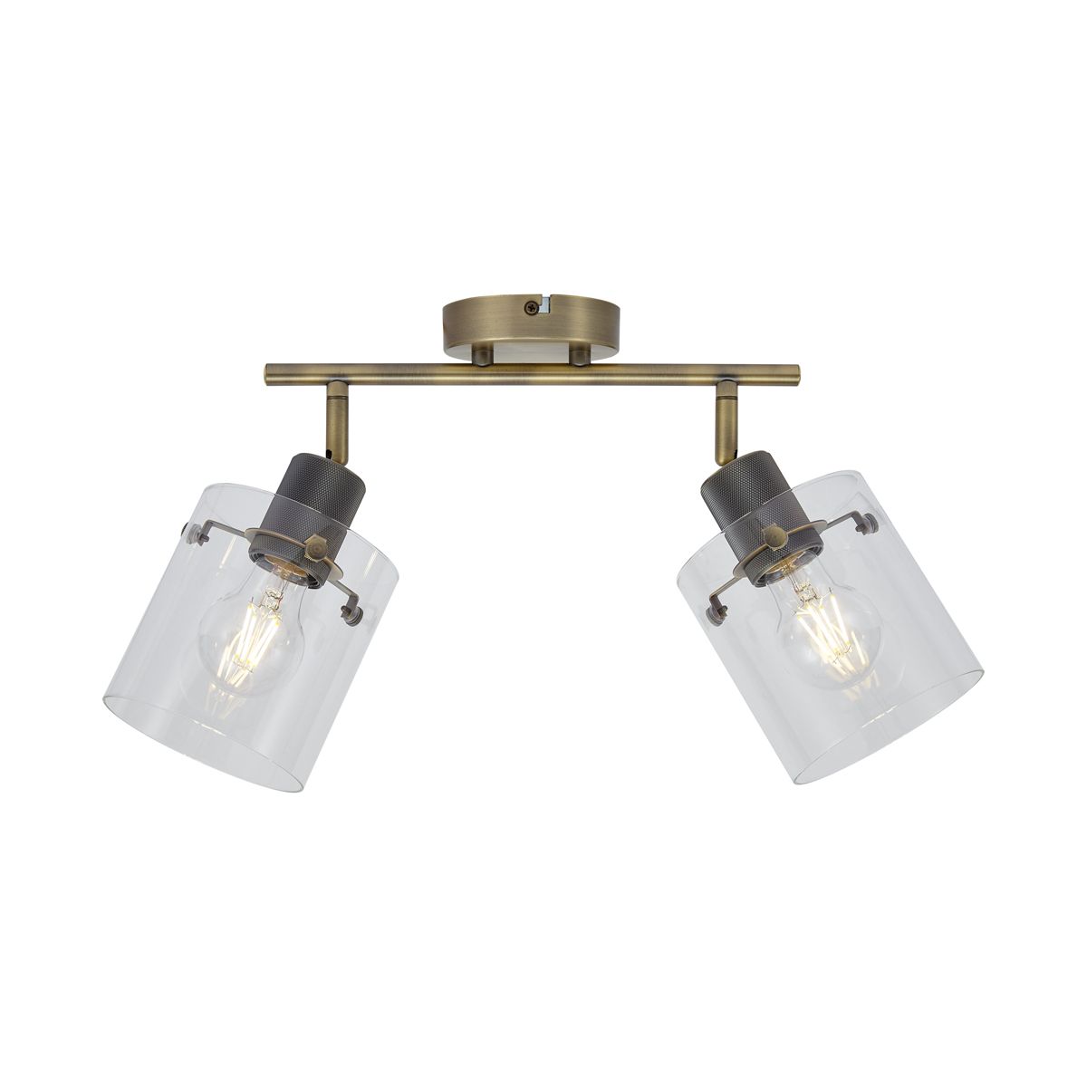 Design plafondspot brons met helder glas 2-lichts - Domo