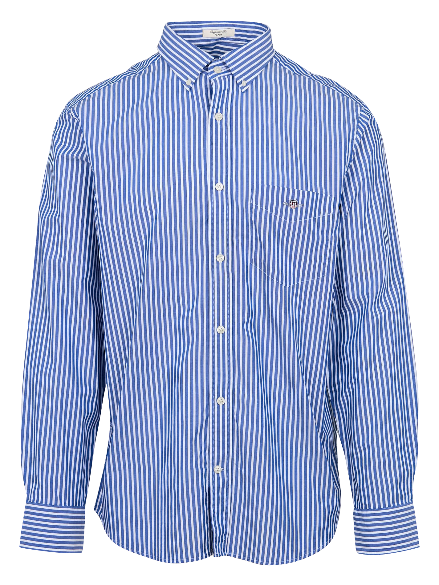 Chemise regular rayée en coton| Bleu
