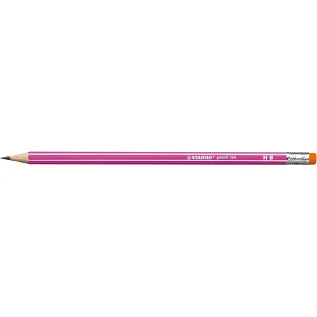 Bleistift mit Radiergummi - STABILO pencil 160 in pink - Einzelstift - Härtegrad HB