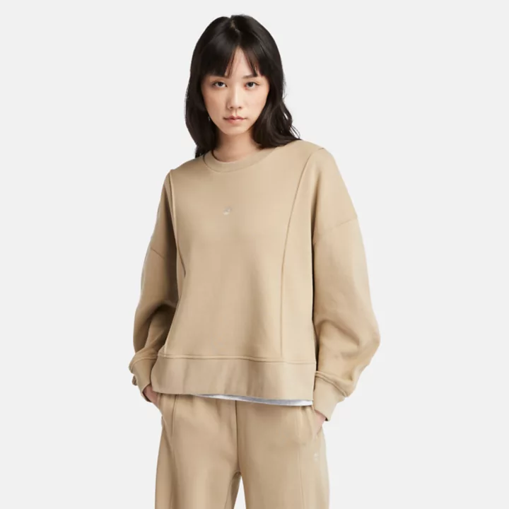 Sweat à col rond pour femme en beige