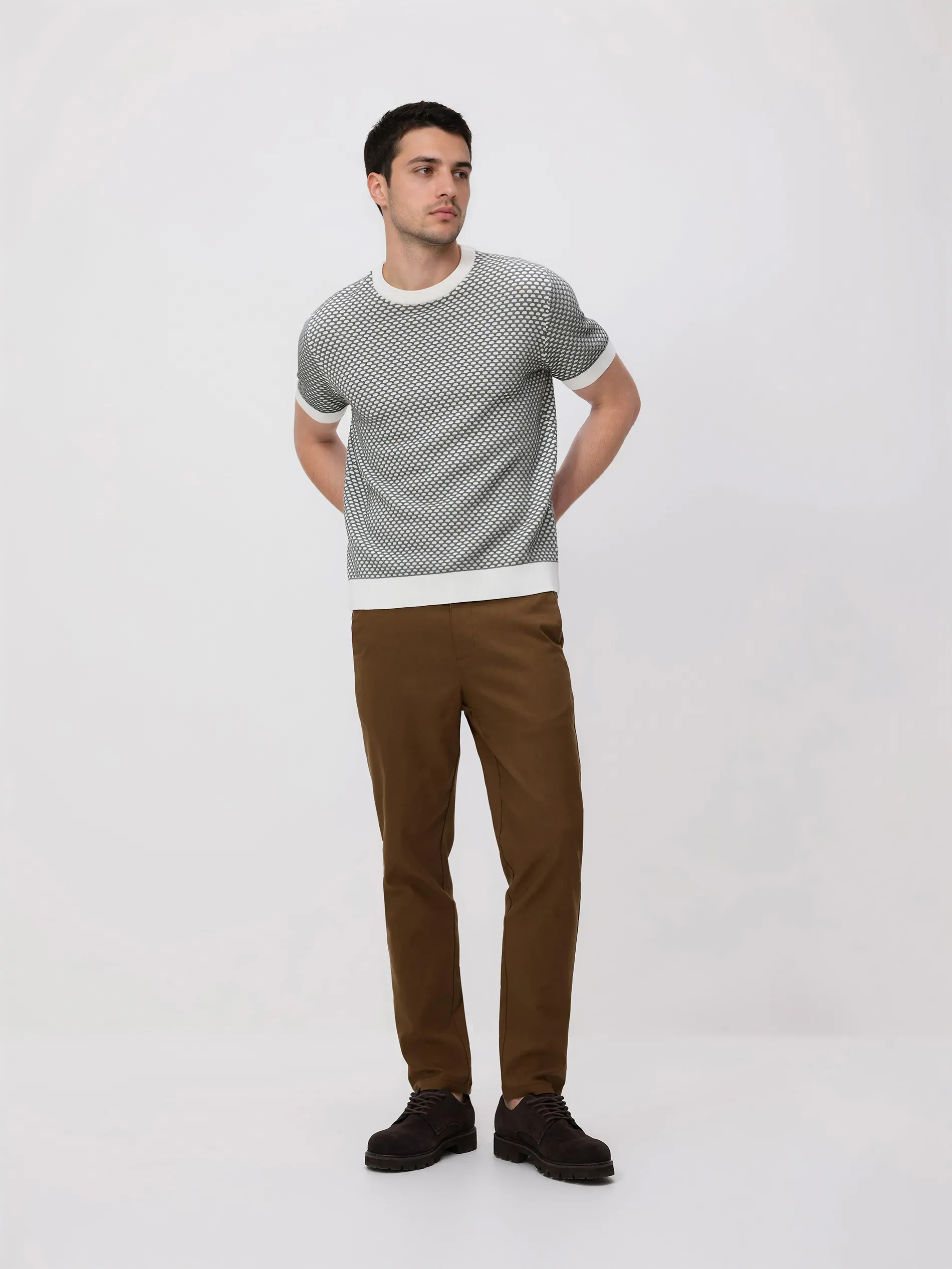 Strukturierter Kurzarm-Pullover