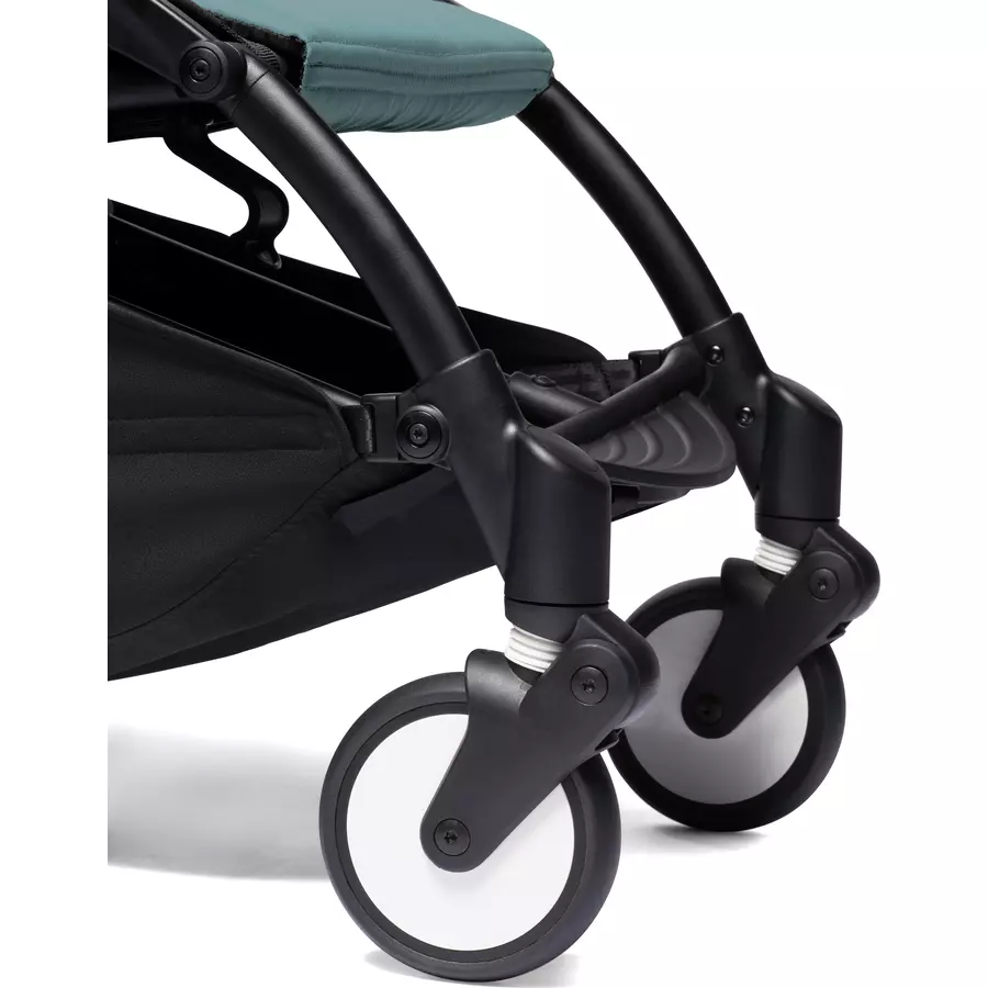 BABYZEN Kinderwagen YOYO2 0+ Black mit Neugeborenenaufsatz und Textilset Aqua