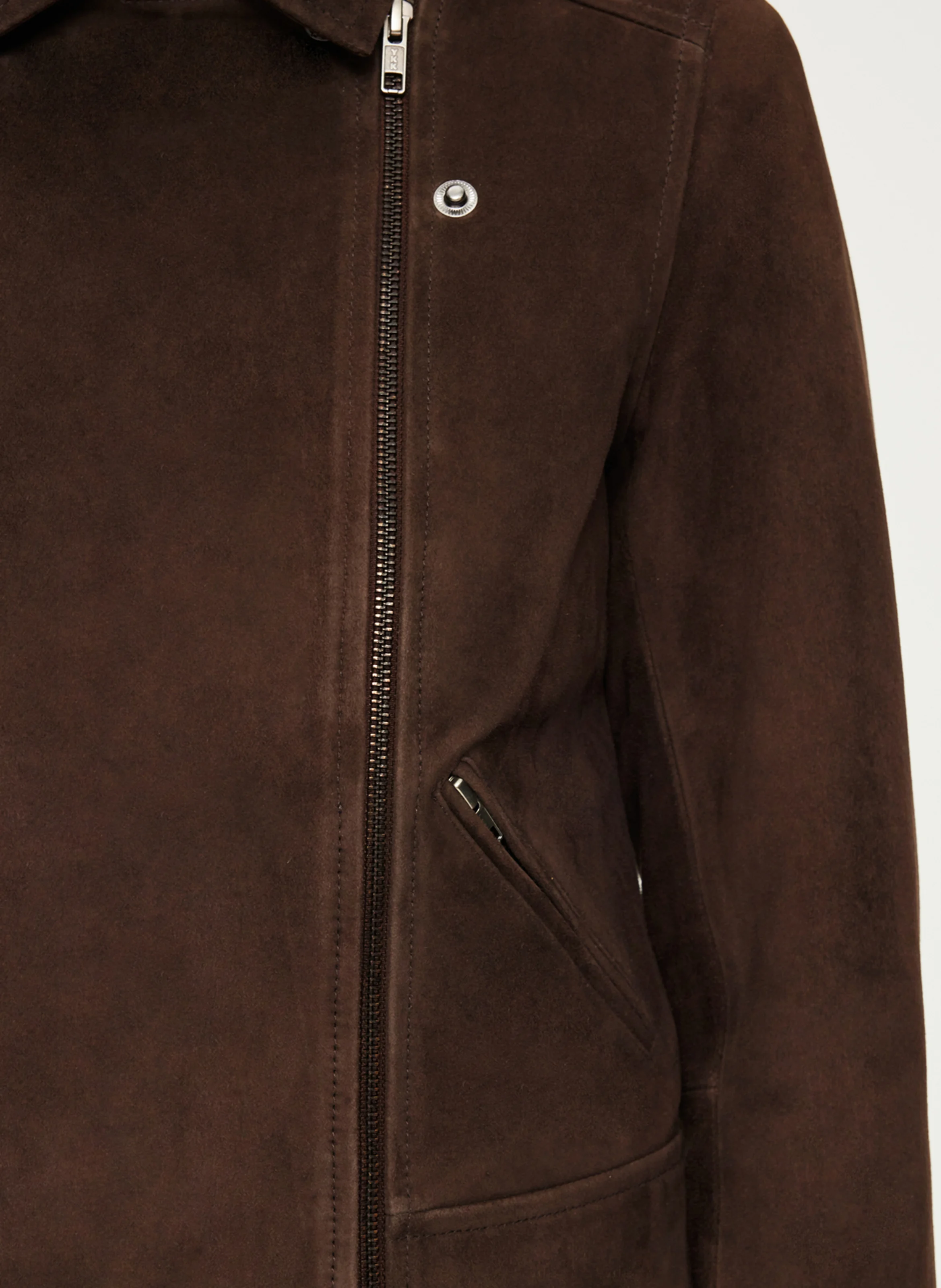 BIBIANE - Veste droite col tailleur en cuir | Marron