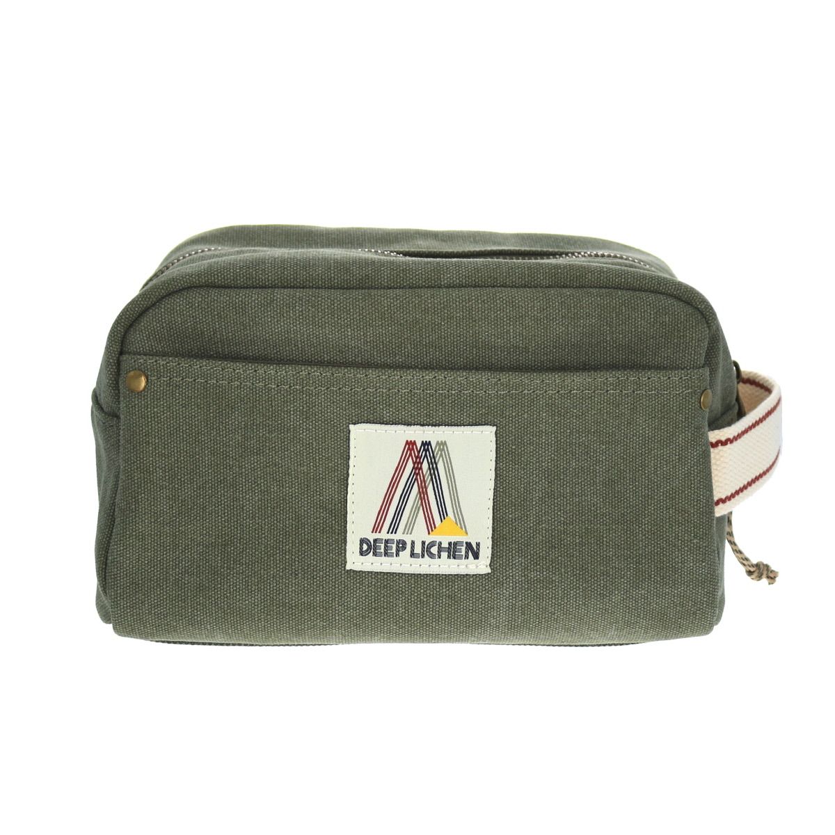 Trousse de toilette en toile kaki .