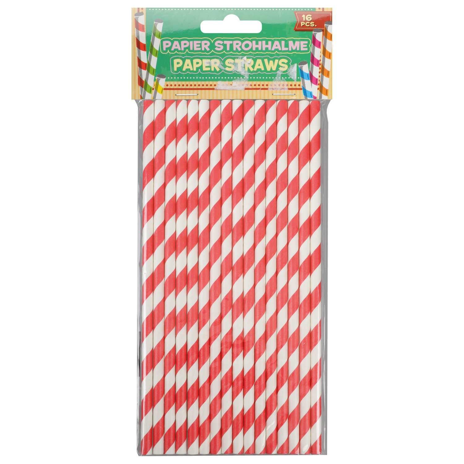 Trinkhalme Papier gestreift 16er 6fach
