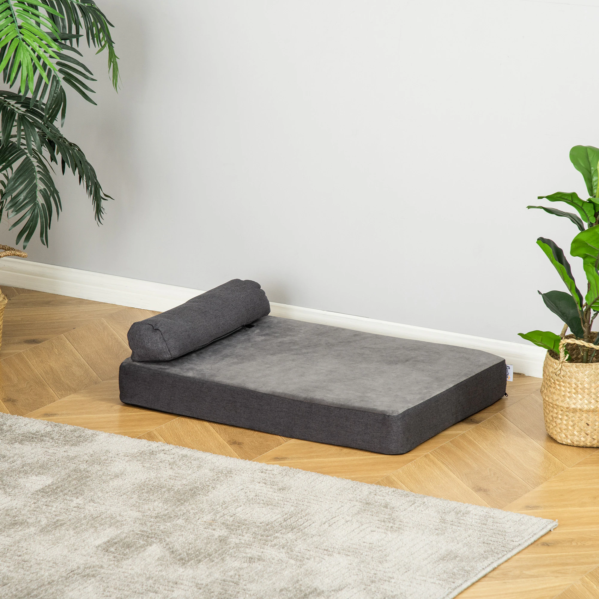 PawHut Hundebett mit abnehbarem Bezug grau 60L x 55B x 20H cm