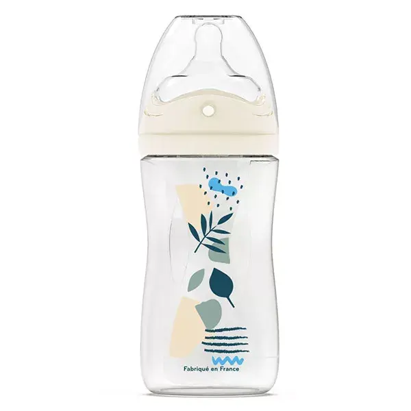 Mamadeira Dodie com bico multiperfurado, anticólica, azul, 270ml