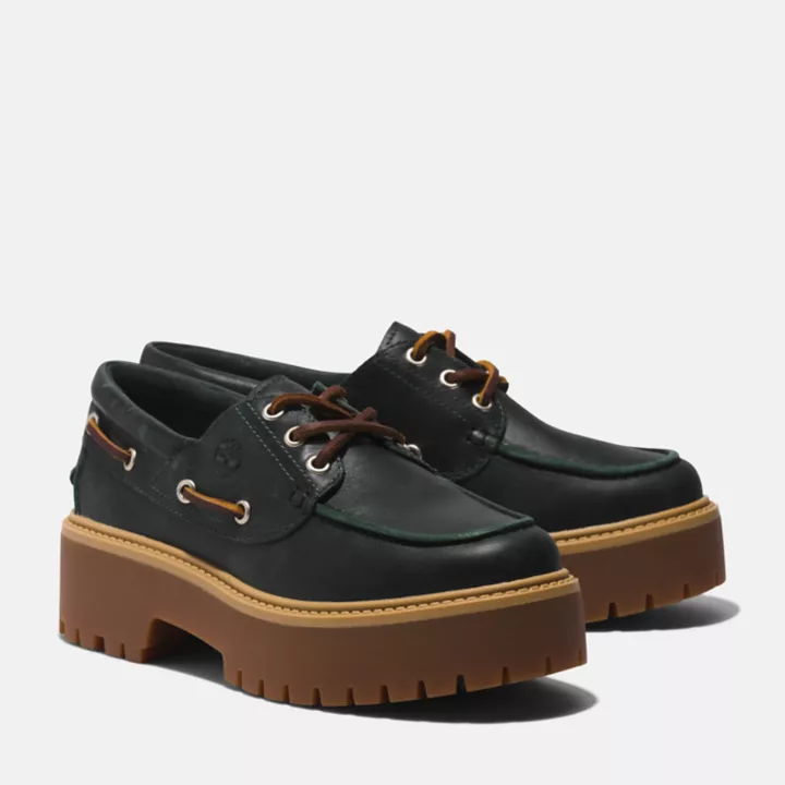 Sapato náutico feminino Stone Street Timberland Premium na cor verde.