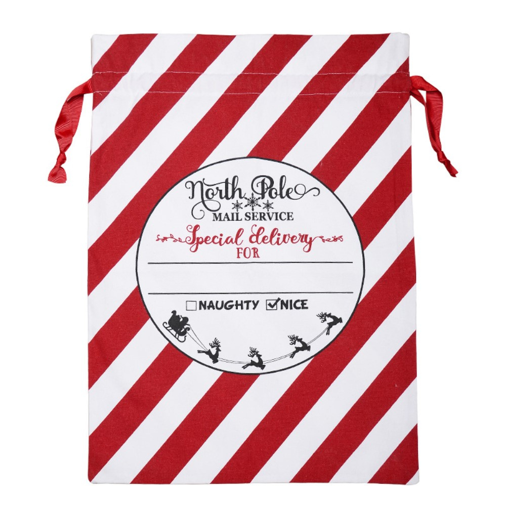 (62x45cm) Weihnachtsgeschenkbeutel Leinen Geschenktasche mit Kordelzug -  Style 1