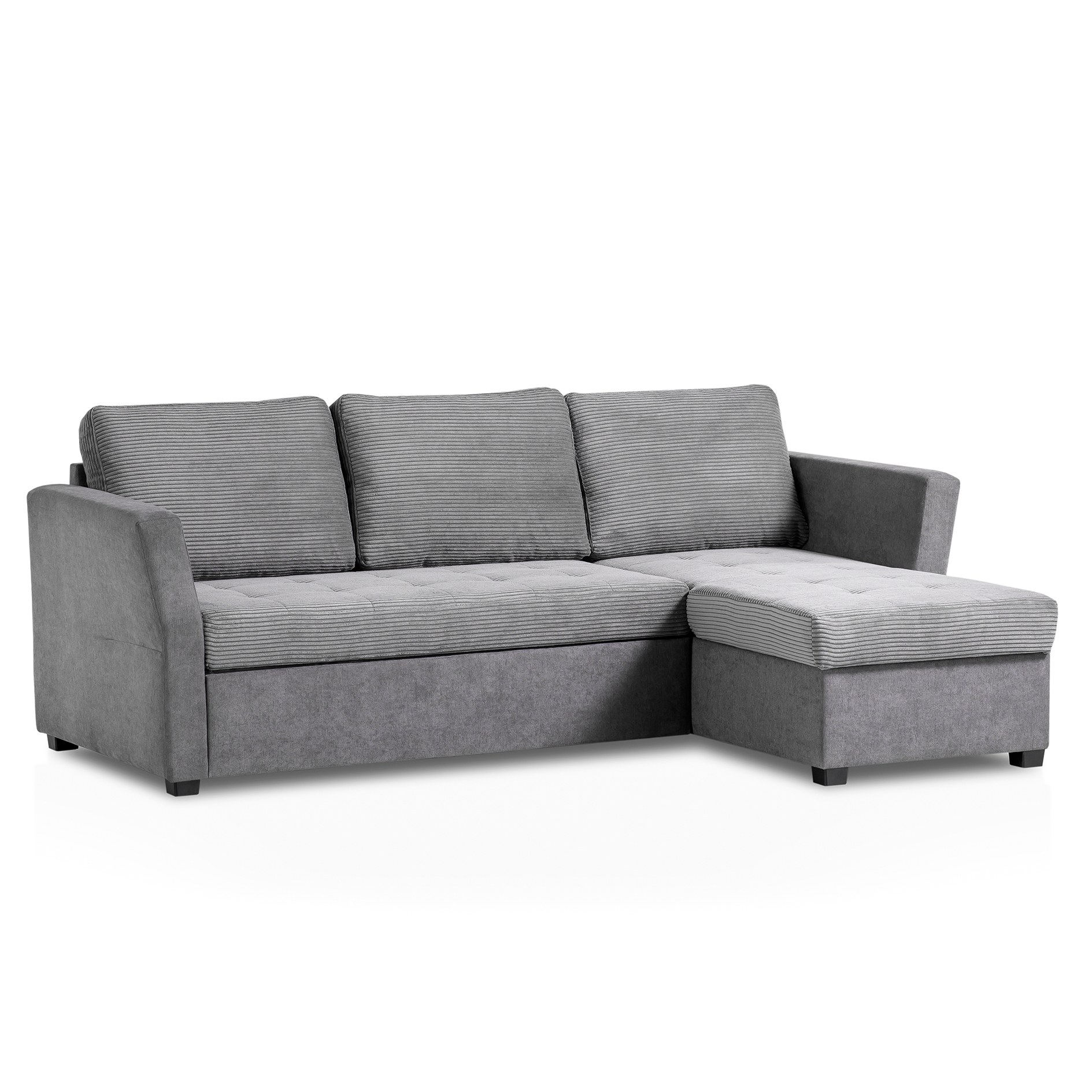 Ecksofa - ash - Cord - mit Liegefunktion und Staukasten
