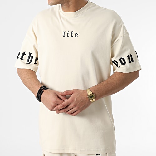 Ensemble Tee Shirt Et Short Jogging LL613 Beige