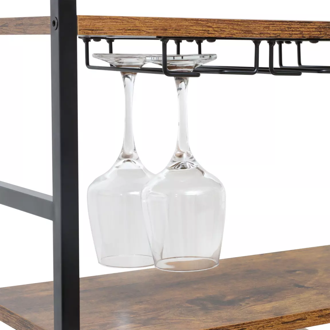 Meuble range-bouteilles industriel 18 emplacements et porte-verres (H100 cm) Hugo Marron