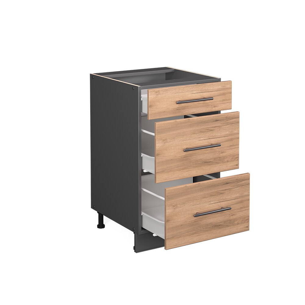 Vicco Schubunterschrank Küchenschrank Küchenmöbel Fame-Line Anthrazit Eiche modern 50 cm Küche Einbauküche Drehtür Blende Küchenzeile