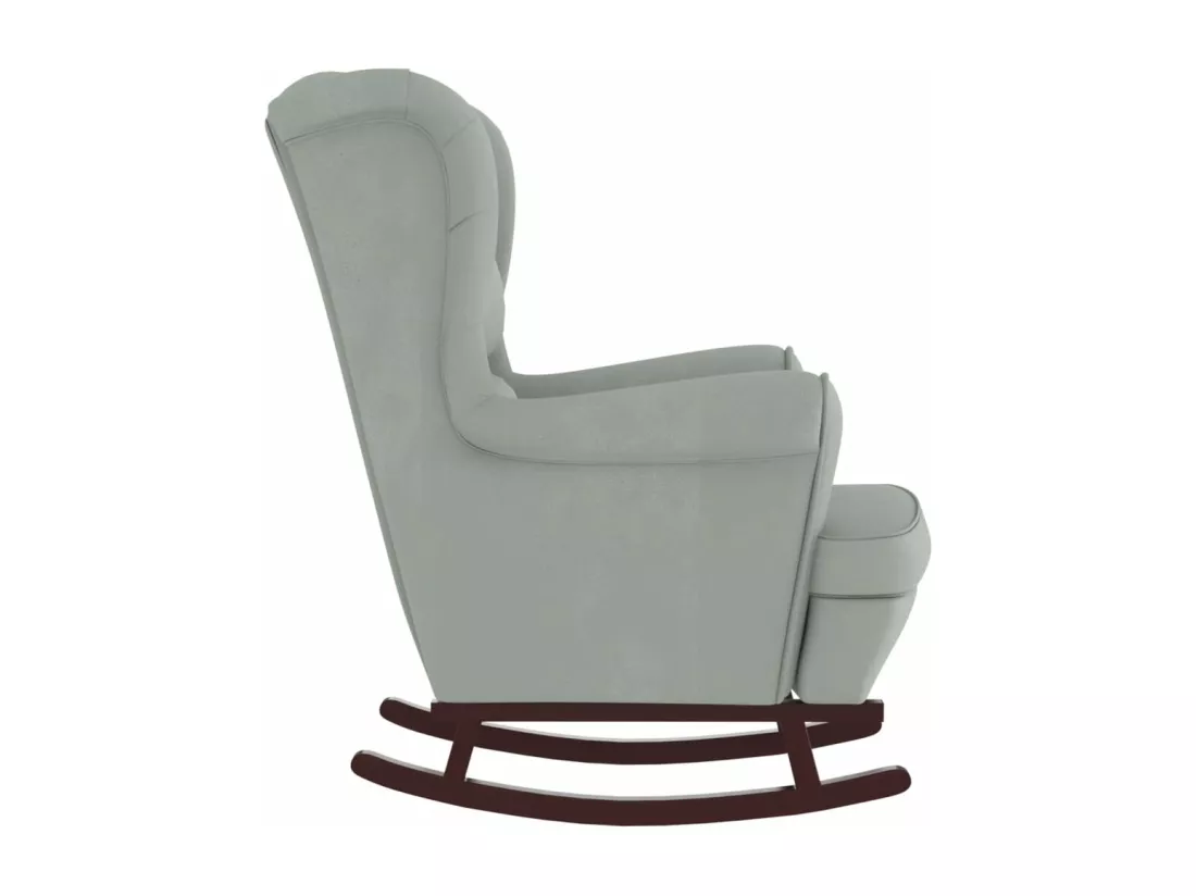 Chaise à bascule avec pieds en bois et tabouret Gris clair