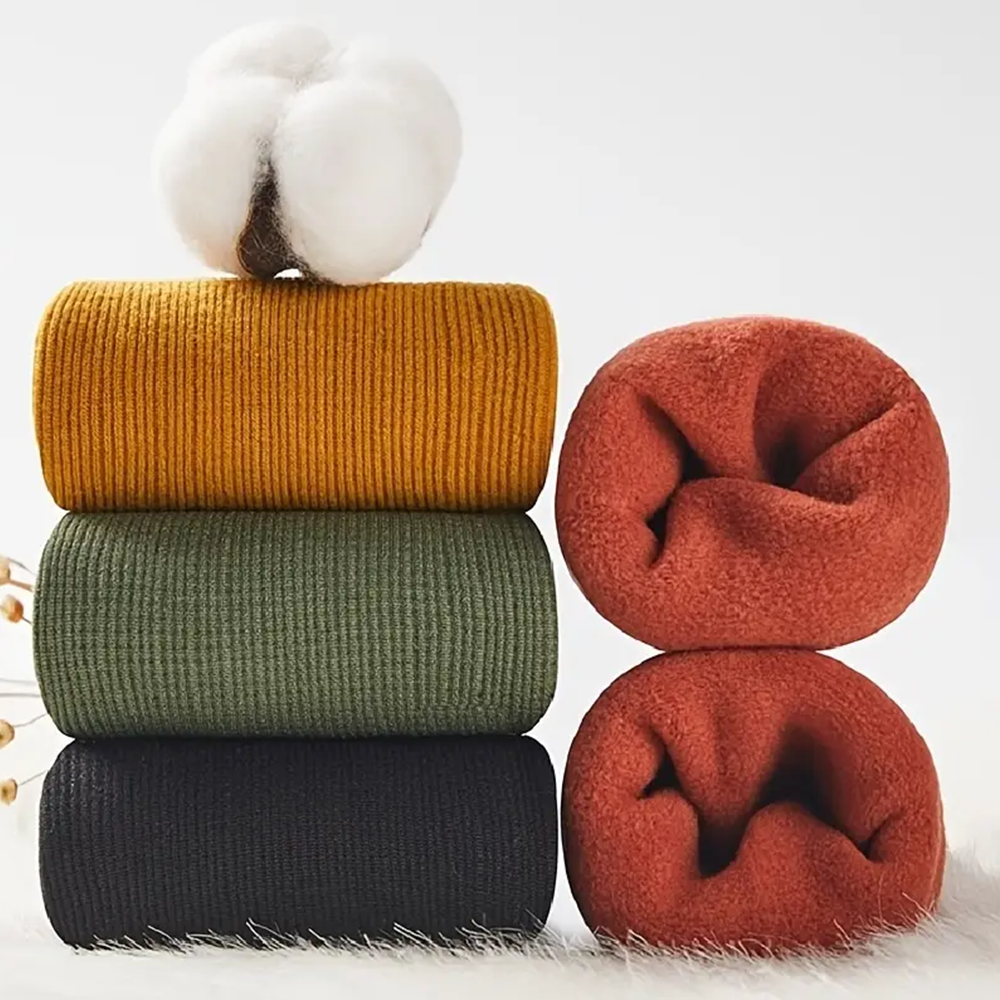 (4 Paar) Warme Socken Winter Damen Füsslinge Plüsch gefüttert (One Size) - Grün
